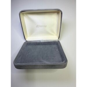 Vintage JCPenney Grey Velvet Jewelry Box Presentation Gift Case Satin Lined